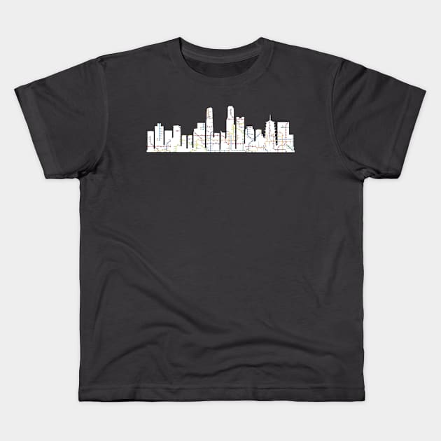 guangzhou city skyline subway map silhouette Kids T-Shirt by Hook Ink